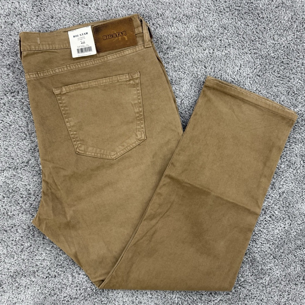 Big Star Division Straight Fit Jeans Mens NWT 42S Distressed Wheat Suede Stretch